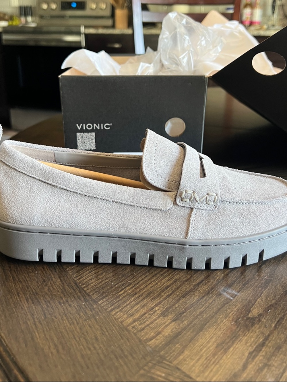 Vionic Men’s Suede Penny Loafer — Light Beige